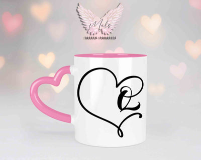 Alphabet mit Name - Personalisierte Herz-Keramik-Tasse Rosa