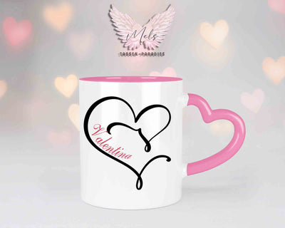 Alphabet mit Name - Personalisierte Herz-Keramik-Tasse Rosa