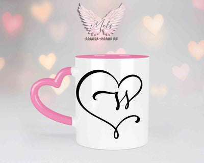Alphabet mit Name - Personalisierte Herz-Keramik-Tasse Rosa
