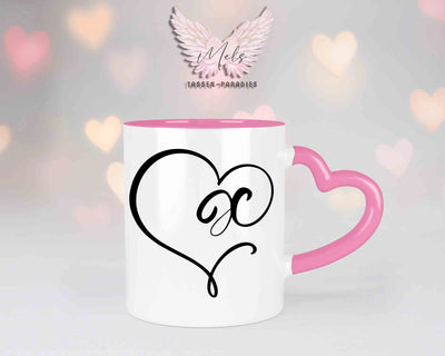 Alphabet mit Name - Personalisierte Herz-Keramik-Tasse Rosa