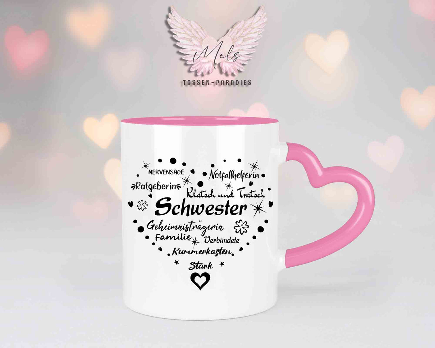 Sag es mit Herz-Schwester - mit Bild - Personalisierte Herz-Tassen mit und ohne Name