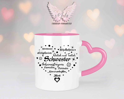 Sag es mit Herz-Schwester - mit Bild - Personalisierte Herz-Tassen mit und ohne Name