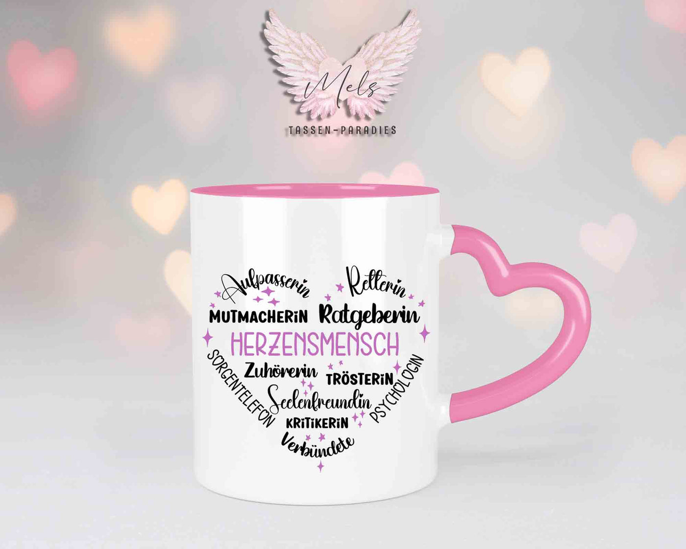 Sag es mit Herz-Herzensmensch - mit Bild - Personalisierte Herz-Tassen mit und ohne Name