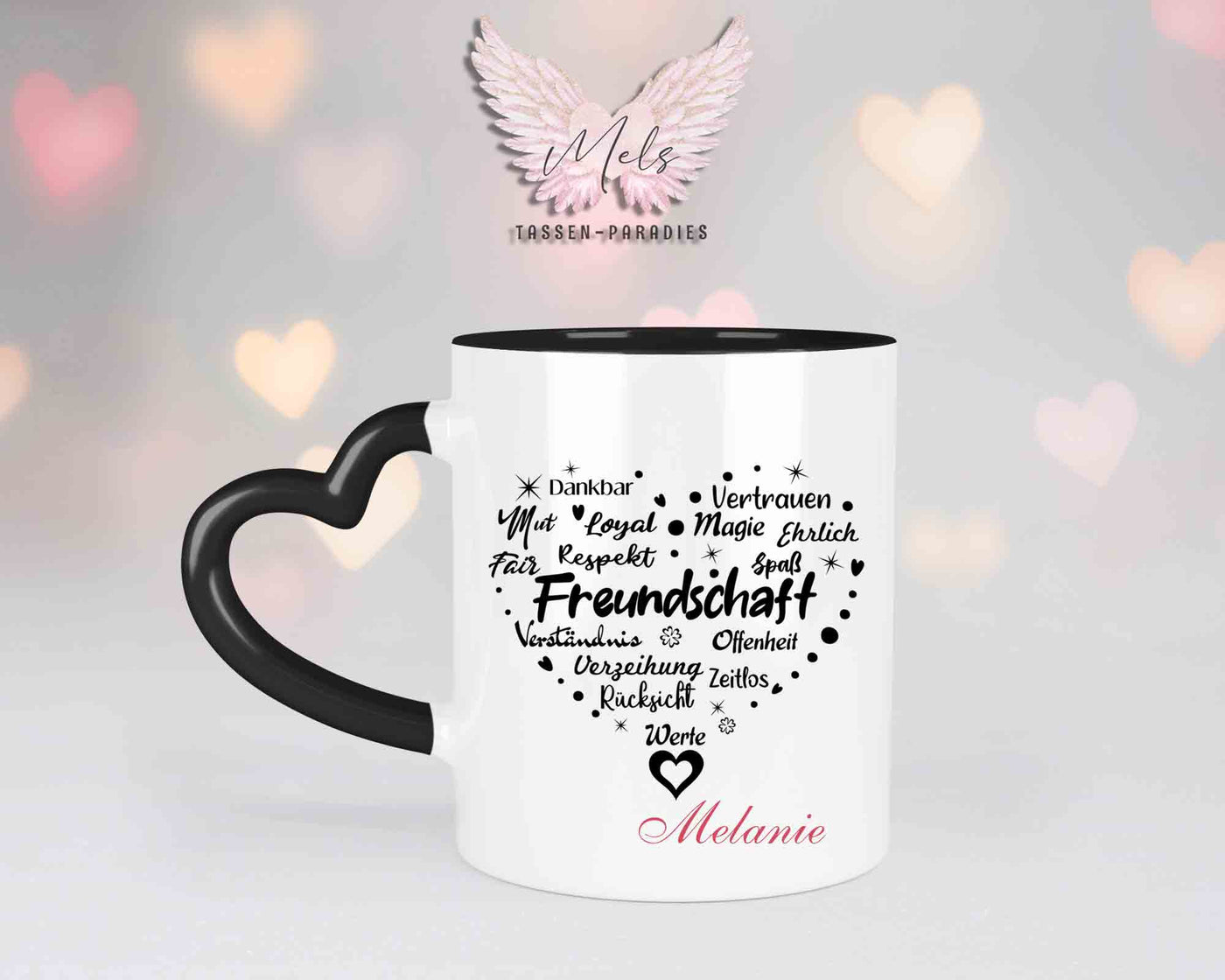 Sag es mit Herz-Freundschaft - mit Bild - Personalisierte Herz-Tassen mit und ohne Name