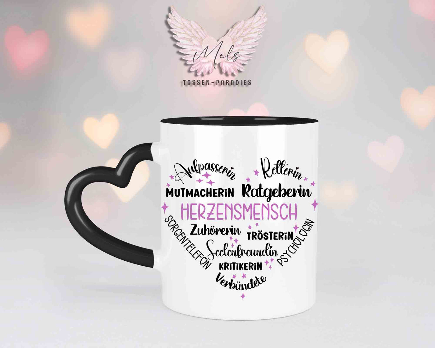 Sag es mit Herz-Herzensmensch - mit Bild - Personalisierte Herz-Tassen mit und ohne Name