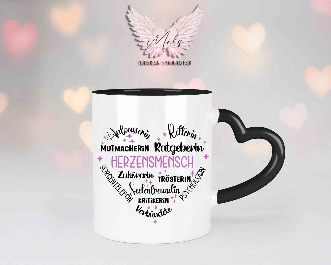 Sag es mit Herz-Herzensmensch - mit Bild - Personalisierte Herz-Tassen mit und ohne Name
