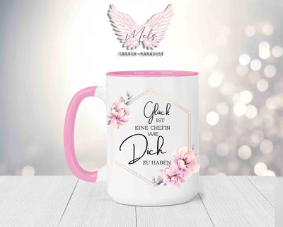 Blumen-Alphabet mit Name - Personalisierte 15oz Keramik-Tasse Rosa