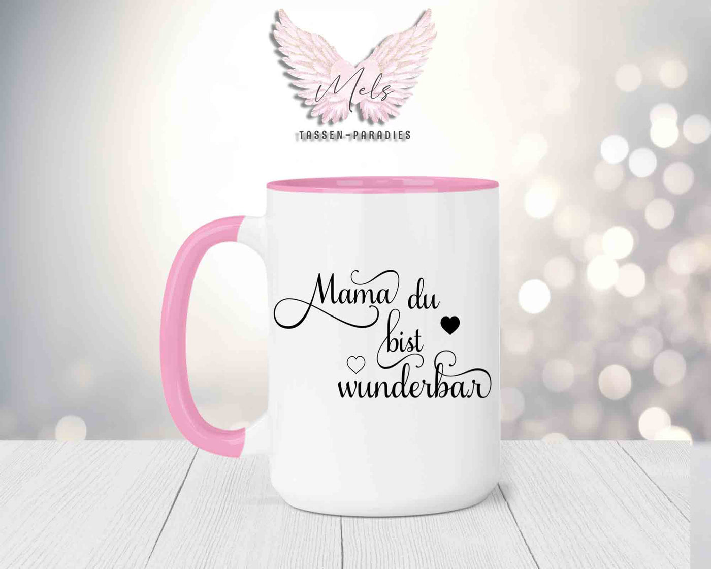 Blumen-Alphabet mit Name - Personalisierte 15oz Keramik-Tasse Rosa