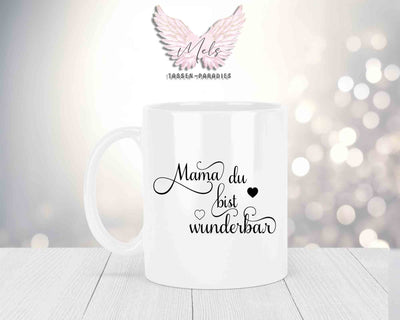 Personalisierte Keramik-Tasse in Weiß-mit Blumen-Alphabet & Namen