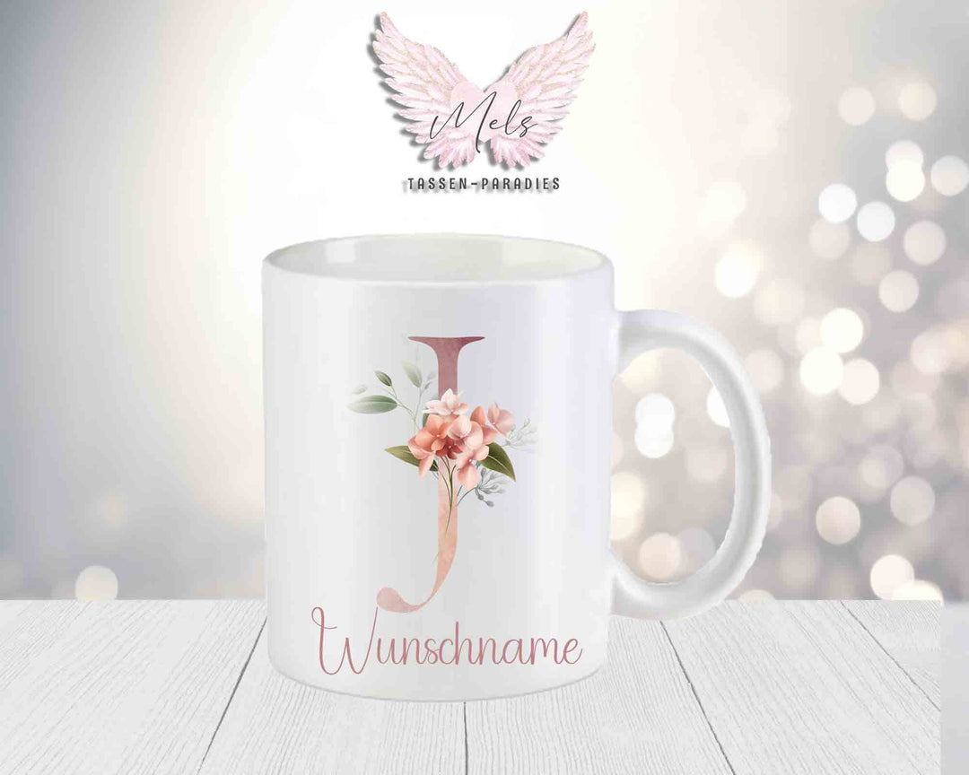 Personalisiert Keramik-Tasse Mit Namen | Anker & Blumen Design | Spülmaschinenfest