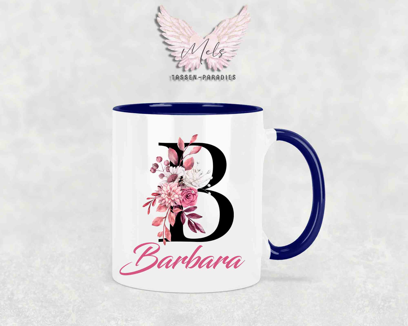 Alphabet mit Name - Personalisierte Keramik-Tasse Blau