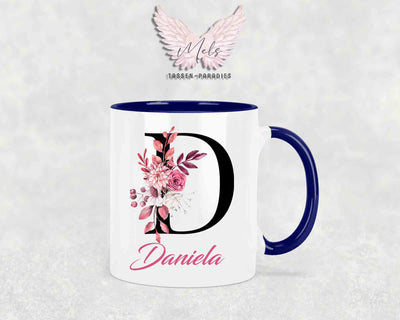 Alphabet mit Name - Personalisierte Keramik-Tasse Blau