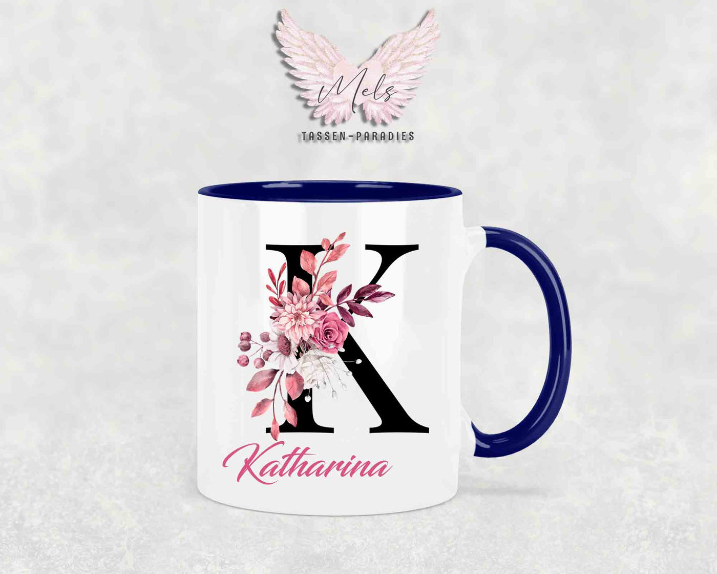 Alphabet mit Name - Personalisierte Keramik-Tasse Blau