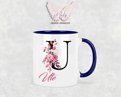 Alphabet mit Name - Personalisierte Keramik-Tasse Blau