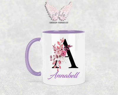 Alphabet mit Name - Personalisierte Keramik-Tasse Lila