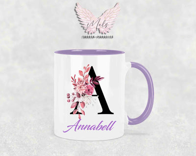 Alphabet mit Name - Personalisierte Keramik-Tasse Lila
