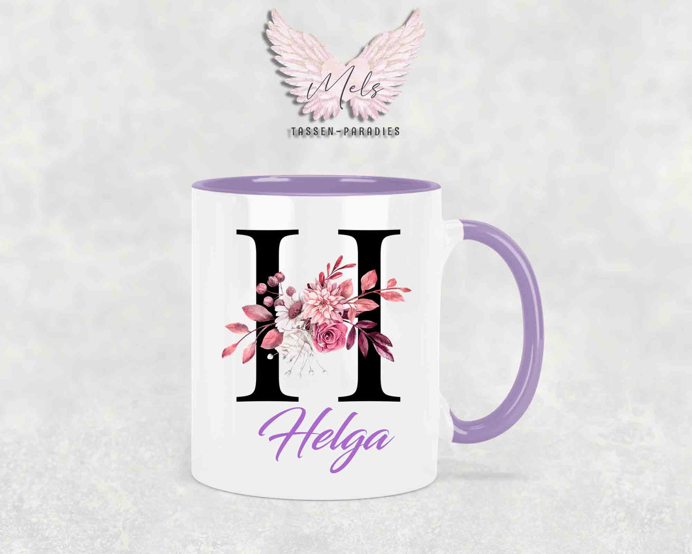 Alphabet mit Name - Personalisierte Keramik-Tasse Lila