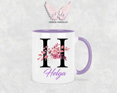 Alphabet mit Name - Personalisierte Keramik-Tasse Lila