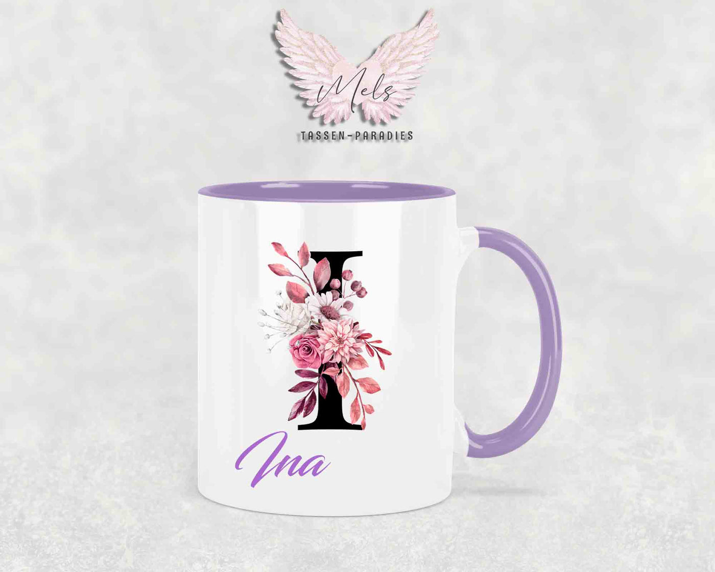 Alphabet mit Name - Personalisierte Keramik-Tasse Lila