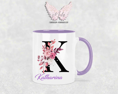 Alphabet mit Name - Personalisierte Keramik-Tasse Lila