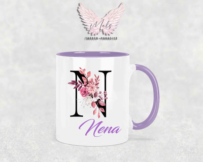 Alphabet mit Name - Personalisierte Keramik-Tasse Lila