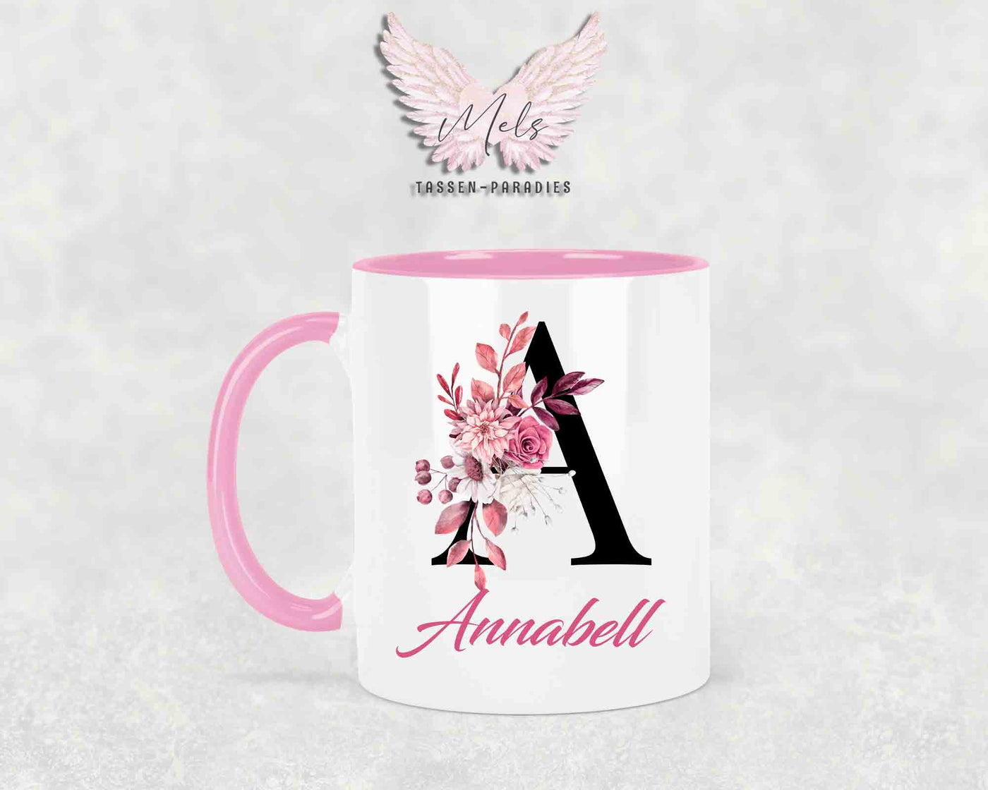 Alphabet mit Name - Personalisierte Keramik-Tasse Rosa