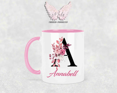 Alphabet mit Name - Personalisierte Keramik-Tasse Rosa