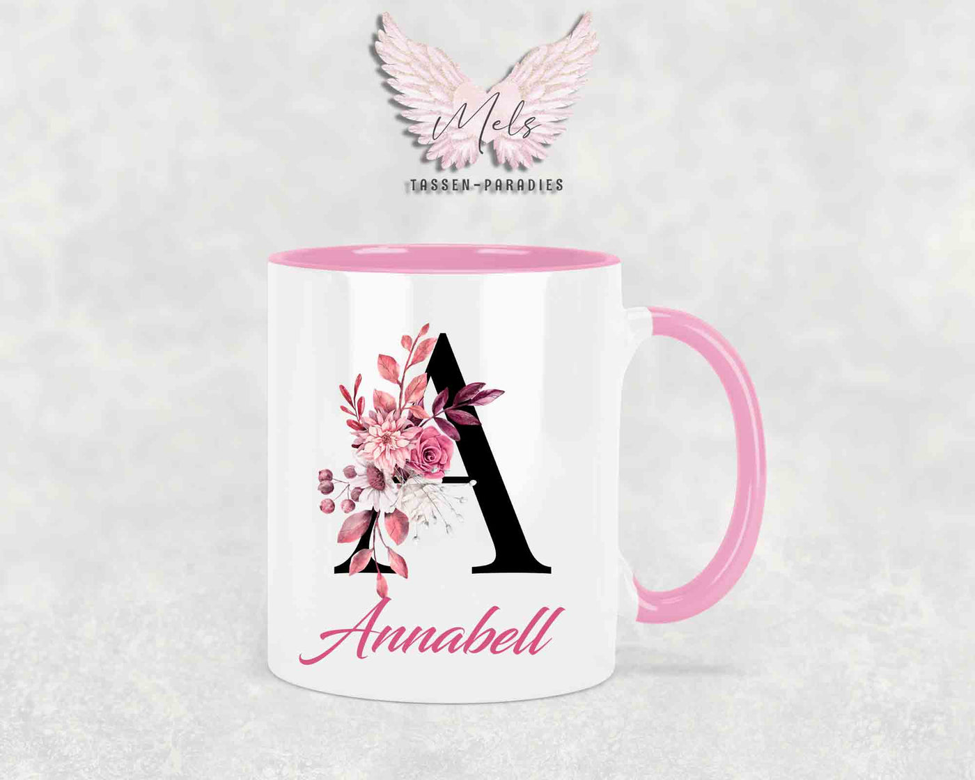 Alphabet mit Name - Personalisierte Keramik-Tasse Rosa