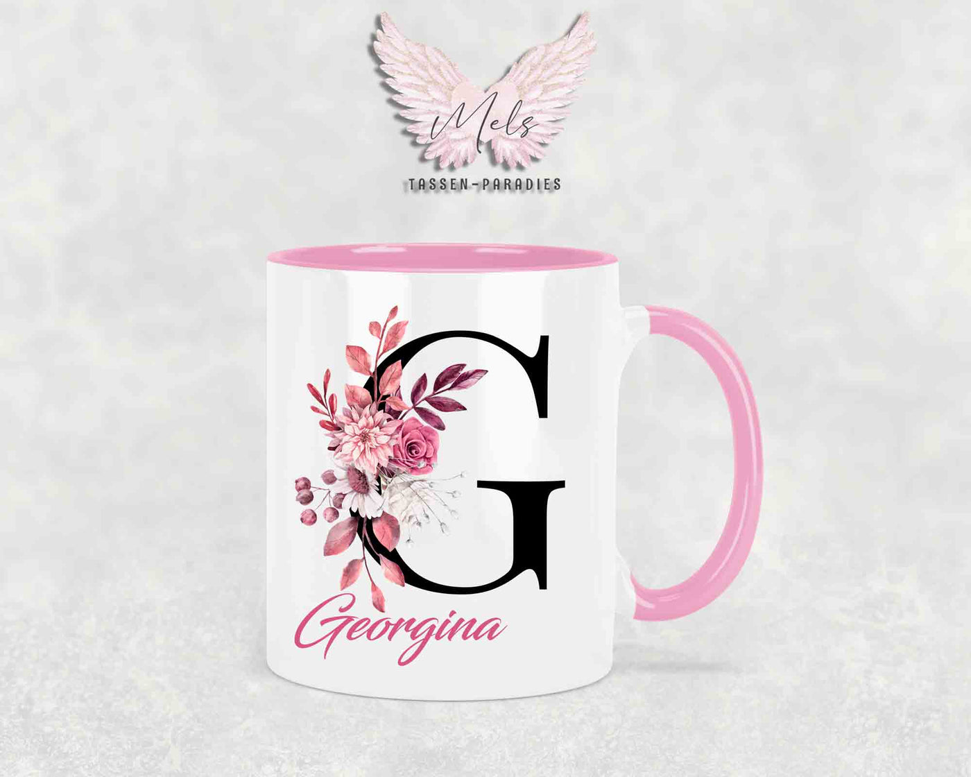 Alphabet mit Name - Personalisierte Keramik-Tasse Rosa
