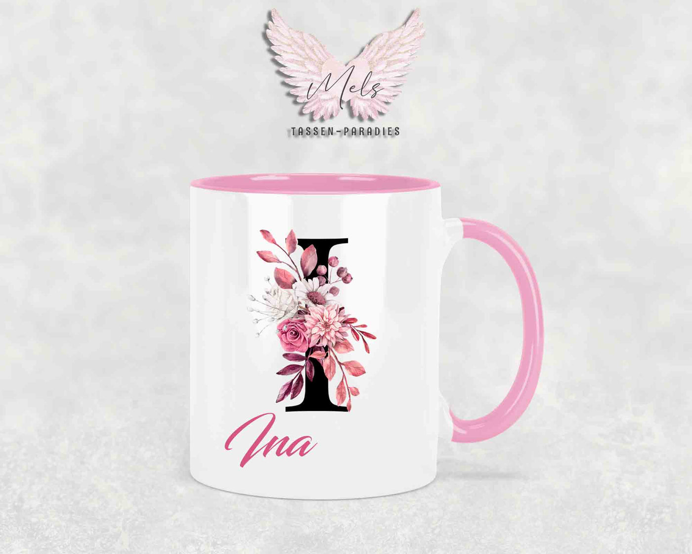 Alphabet mit Name - Personalisierte Keramik-Tasse Rosa