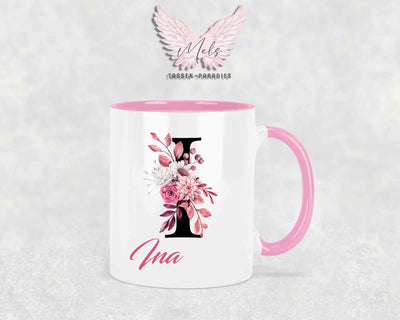 Alphabet mit Name - Personalisierte Keramik-Tasse Rosa
