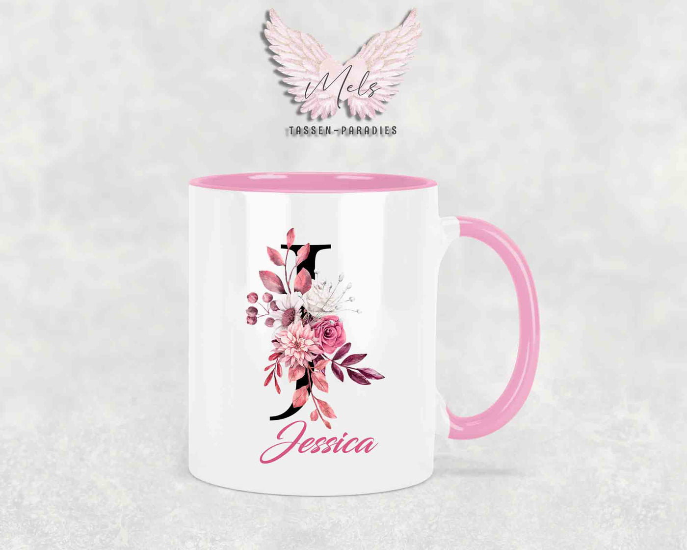Alphabet mit Name - Personalisierte Keramik-Tasse Rosa