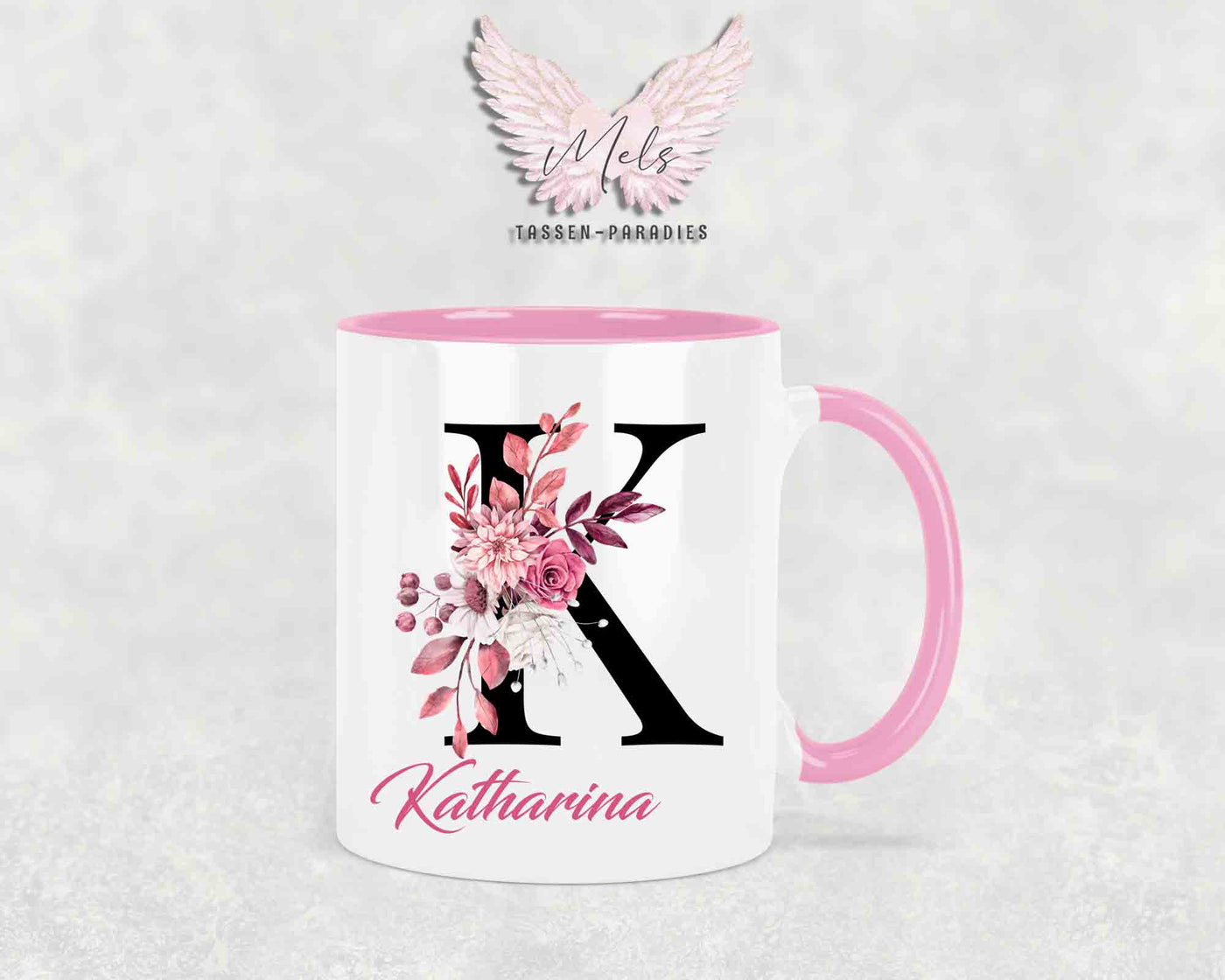 Alphabet mit Name - Personalisierte Keramik-Tasse Rosa