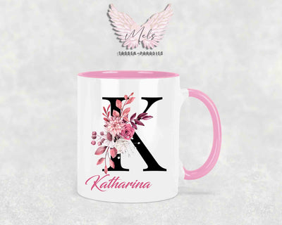 Alphabet mit Name - Personalisierte Keramik-Tasse Rosa