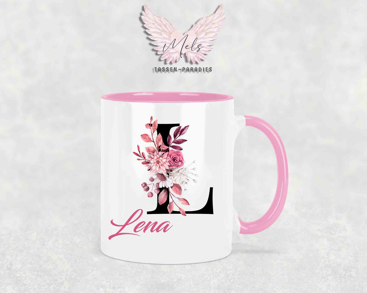 Alphabet mit Name - Personalisierte Keramik-Tasse Rosa
