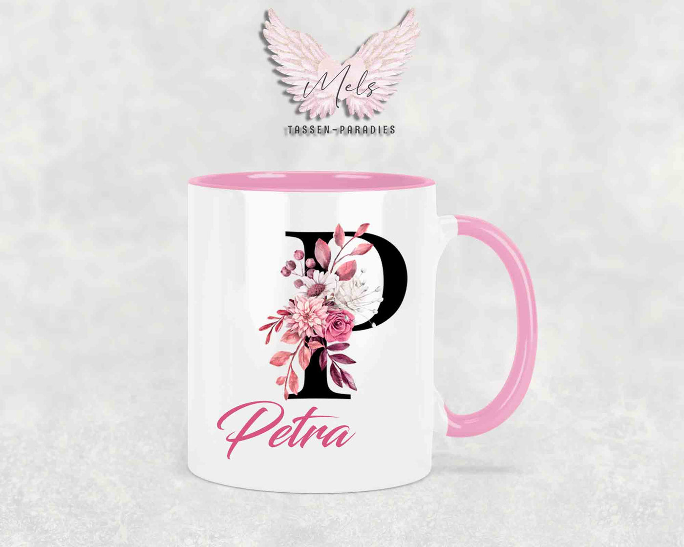 Alphabet mit Name - Personalisierte Keramik-Tasse Rosa