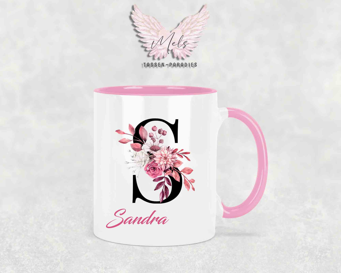 Alphabet mit Name - Personalisierte Keramik-Tasse Rosa
