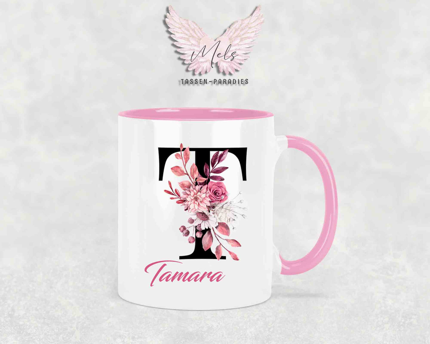 Alphabet mit Name - Personalisierte Keramik-Tasse Rosa