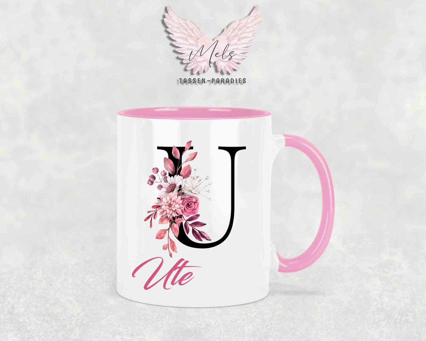Alphabet mit Name - Personalisierte Keramik-Tasse Rosa