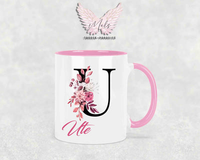 Alphabet mit Name - Personalisierte Keramik-Tasse Rosa