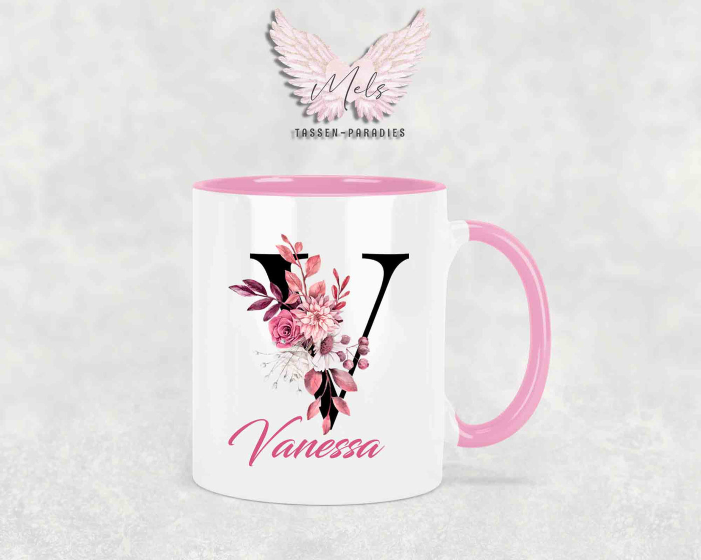 Alphabet mit Name - Personalisierte Keramik-Tasse Rosa