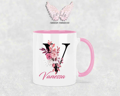 Alphabet mit Name - Personalisierte Keramik-Tasse Rosa