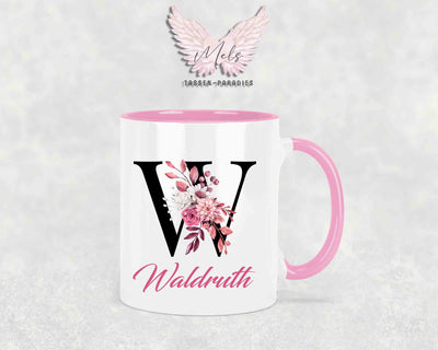 Alphabet mit Name - Personalisierte Keramik-Tasse Rosa