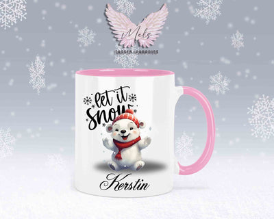 Schneemann-Tasse Let's Snow – mit oder ohne Wunschname