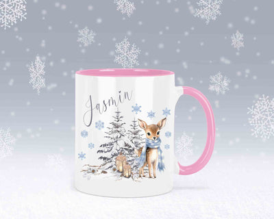 Tasse mit Winter motiv blau – mit oder ohne Wunschname