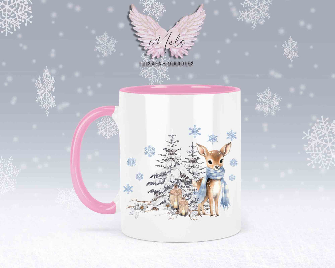 Tasse mit Winter motiv blau – mit oder ohne Wunschname