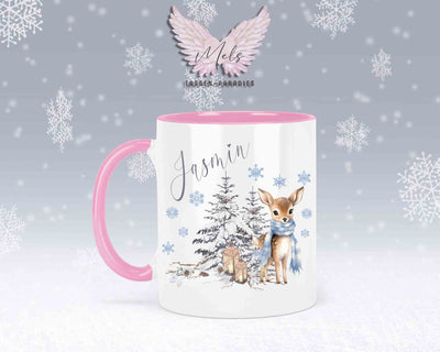 Tasse mit Winter motiv blau – mit oder ohne Wunschname