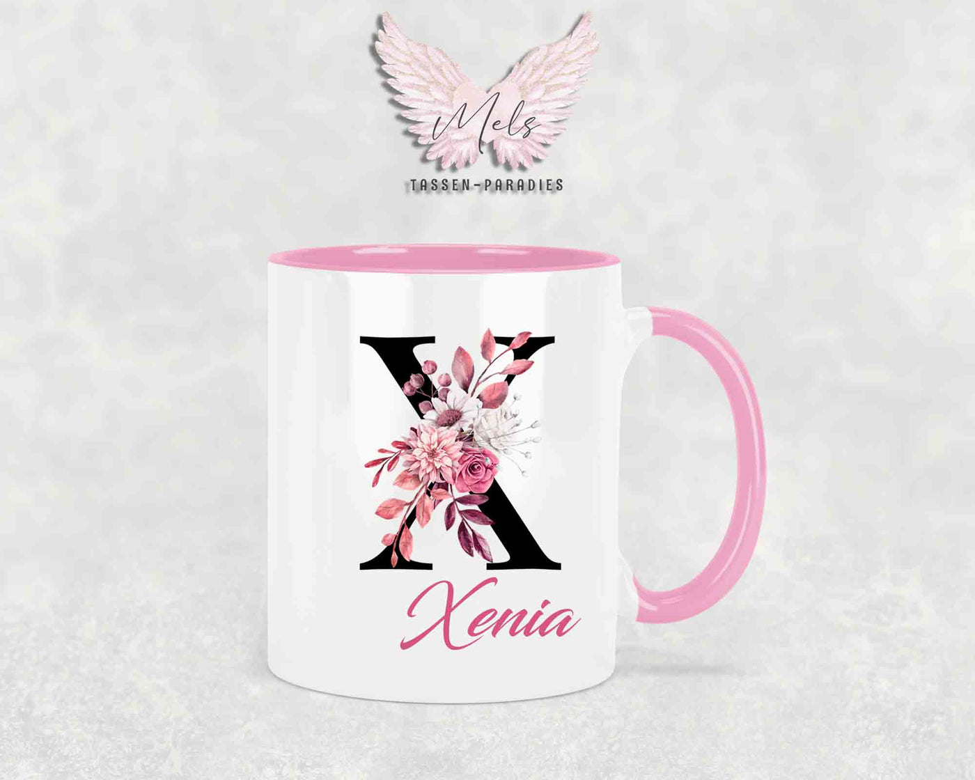 Alphabet mit Name - Personalisierte Keramik-Tasse Rosa