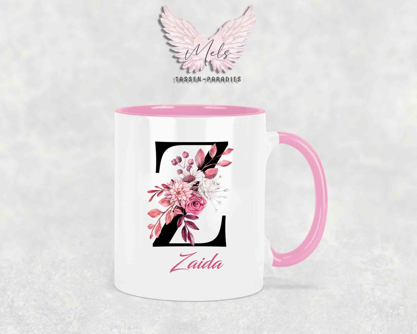 Alphabet mit Name - Personalisierte Keramik-Tasse Rosa