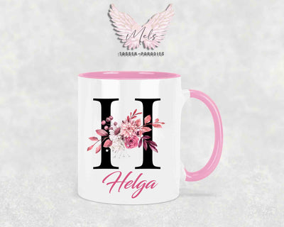 Alphabet mit Name - Personalisierte Keramik-Tasse Rosa